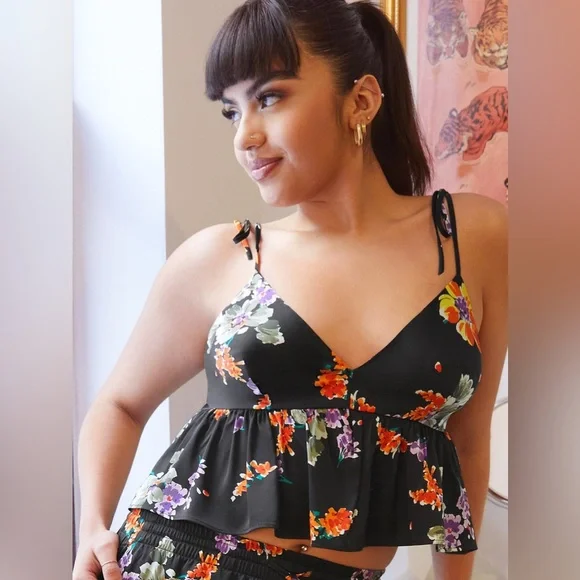 NIGHT BLOOMS SATIN SLEEP CAMI - Picture 1 of 7